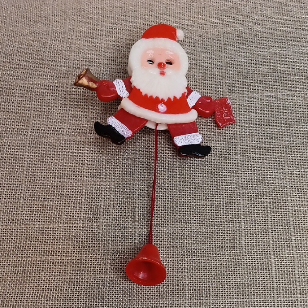 Yuletide Enterprises Jumping Santa Claus Christmas Plastic Pin Vintage 1978